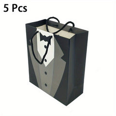 3D Tuxedo Satin Bow Tie Gift Bags for Wedding Groomsmen