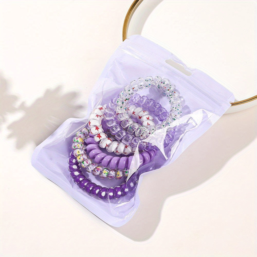 6 Pcs Floral Spiral Hair Tie Colorful Ponytail Holder Hair Tie Hair Accessories