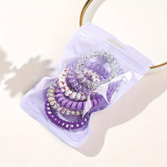 6 Pcs Floral Spiral Hair Tie Colorful Ponytail Holder Hair Tie Hair Accessories