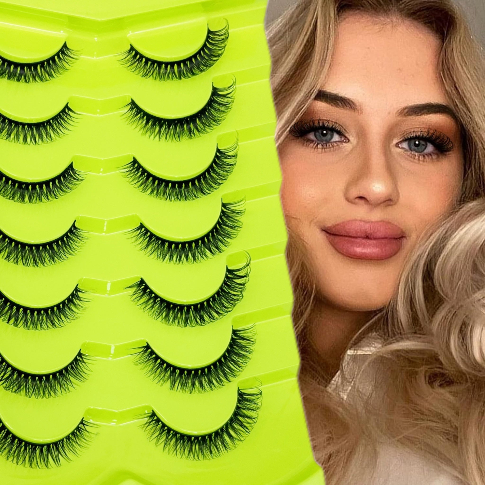 7 Pairs Natural Look D Curling False Eyelashes 6 9mm Fluffy Faux Mink