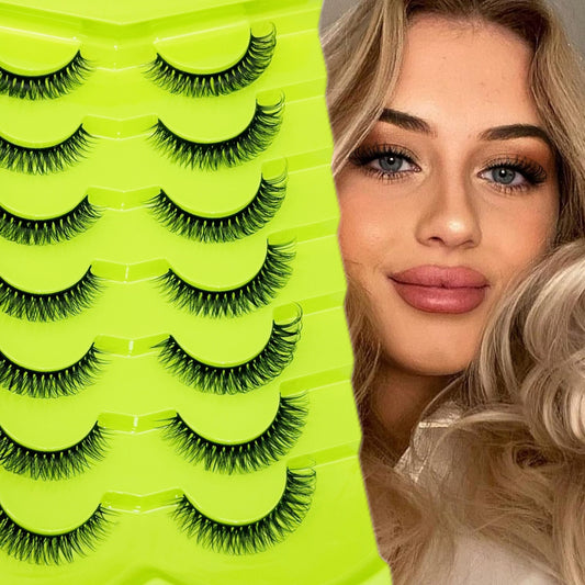 7 Pairs Natural Look D Curling False Eyelashes 6 9mm Fluffy Faux Mink