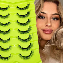 7 Pairs Natural Look D Curling False Eyelashes 6 9mm Fluffy Faux Mink