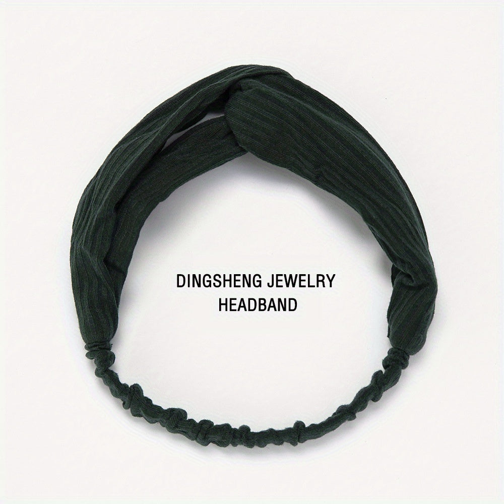 Solid Twist Knotted Boho Headband Stretchy Hair Bands For Girls Women
