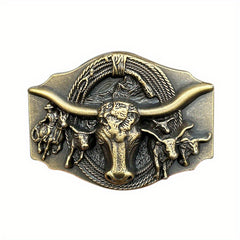 Enamel Bull Head Belt Buckle For Men Western Cowboy Punk Hip Hop Belt Buckle