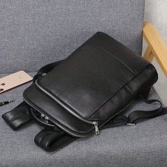 Men's Leather Backpack Thin Notebook Backpack Cowhide