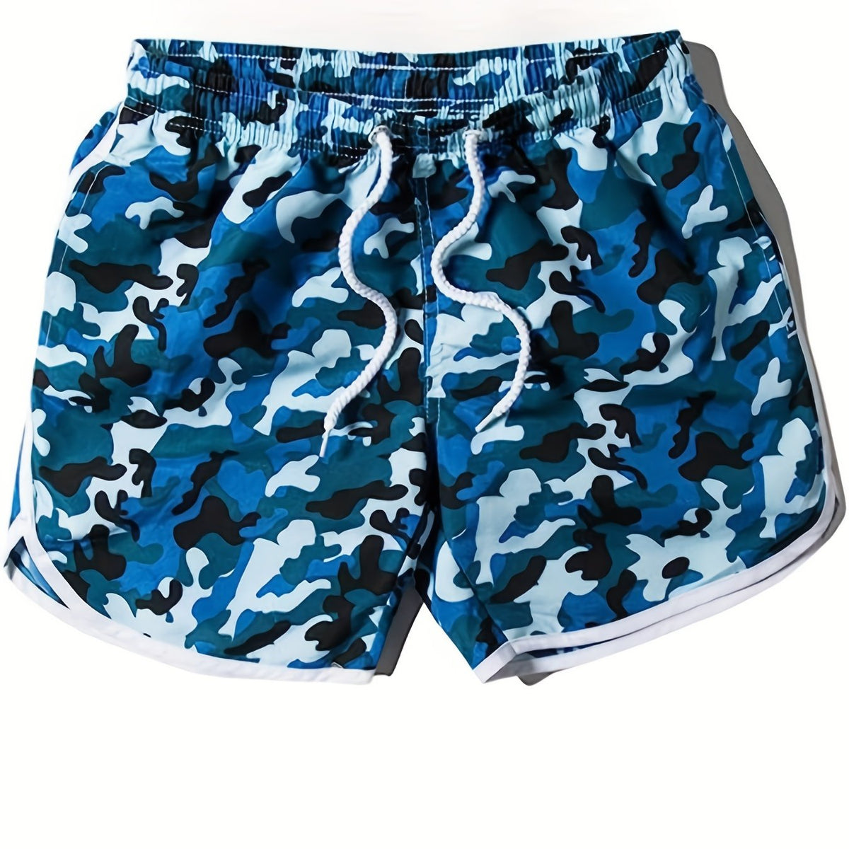  Camo Print Elastic Drawstring High Stretch Shorts