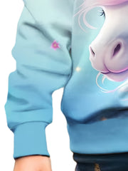 Girls Lovely Unicorn Graphic Crew Neck Sweatshirt For Sports Spring Gift