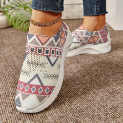 Women's Geometric Pattern Slip-on Running Shoes