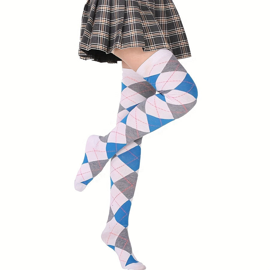 Argyle Thigh High Socks Women's Stockings