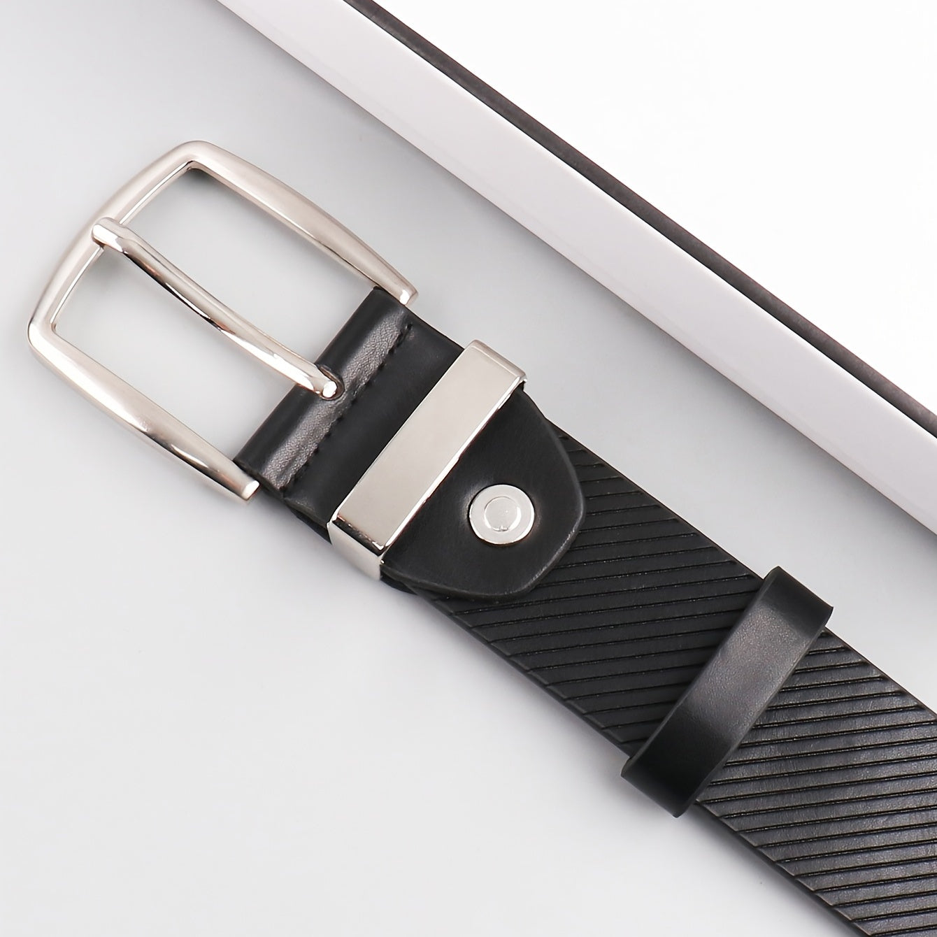 Men's Twill Alloy Pin Buckle Belt PU Leather Casual
