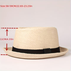 Casual Sunshade Straw Hat With Band for Outdoor Travel Seaside Unisex