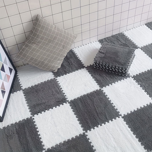 10pcs Plush Puzzle Foam Floor Mat Square Area Rug 12'X12'