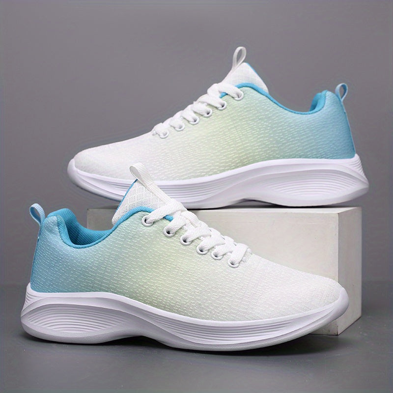 Ombre Lace Up Running Shoes Non Slip Mesh Sneakers for Casual Wear