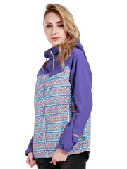 Women's Winter Hooded Jacket Argyle Print Zipper Front