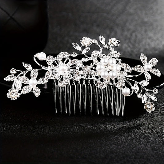 Bridal Rhinestone Hair Comb Faux Pearl Wedding Accessories