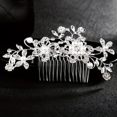 Bridal Rhinestone Hair Comb Faux Pearl Wedding Accessories