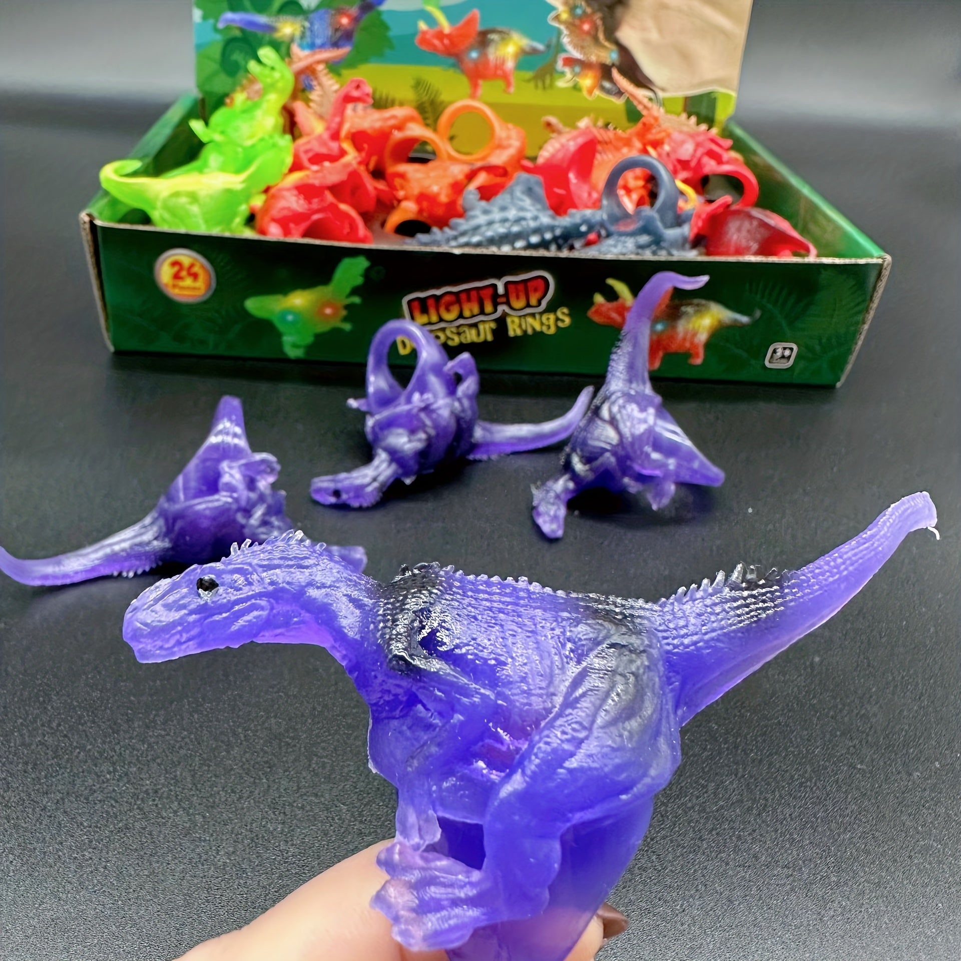 Dino Luminous Ring Kids Party Toy LED Jurassic Dinosaur Ring Plastic Mixed