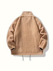 Men's Thick Warm Lamb Plush Jacket Zipper Stand Collar Fall Winter