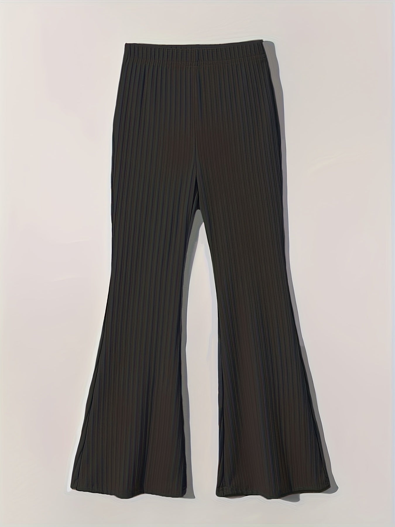 Girls' Stretchy Ribbed Knit Flare Pants Elastic Waist