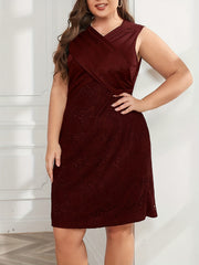 Plus Size Solid Cross Surplice Neck Tank Dress