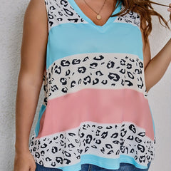  Leopard Print V Neck Tank Top