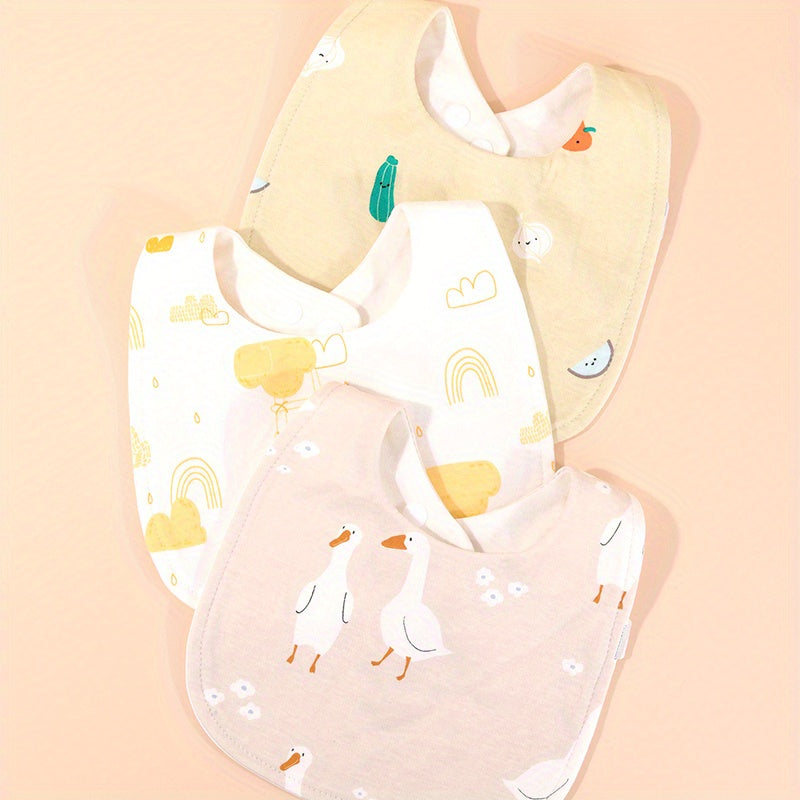 3pcs Baby Feeding Drool Bibs Infant Cotton Soft Burp Cloths For Newborn