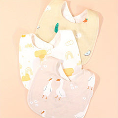 3pcs Baby Feeding Drool Bibs Infant Cotton Soft Burp Cloths For Newborn