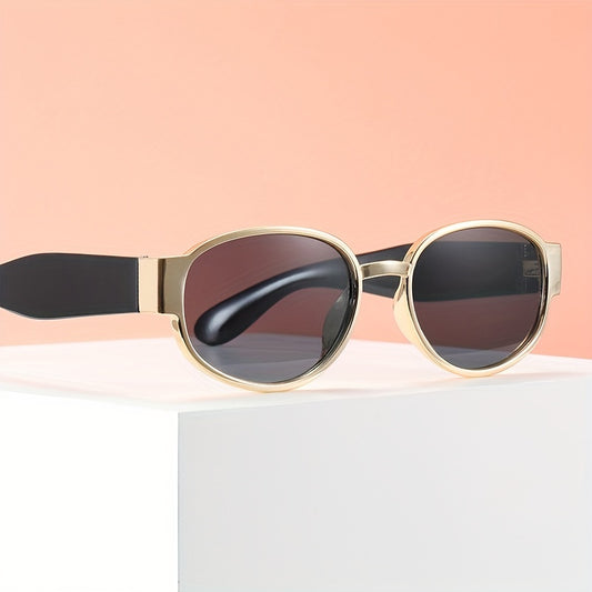 Y2K Oval Frame Sunglasses Tinted Lens Gothic Hip Hop Style Glasses