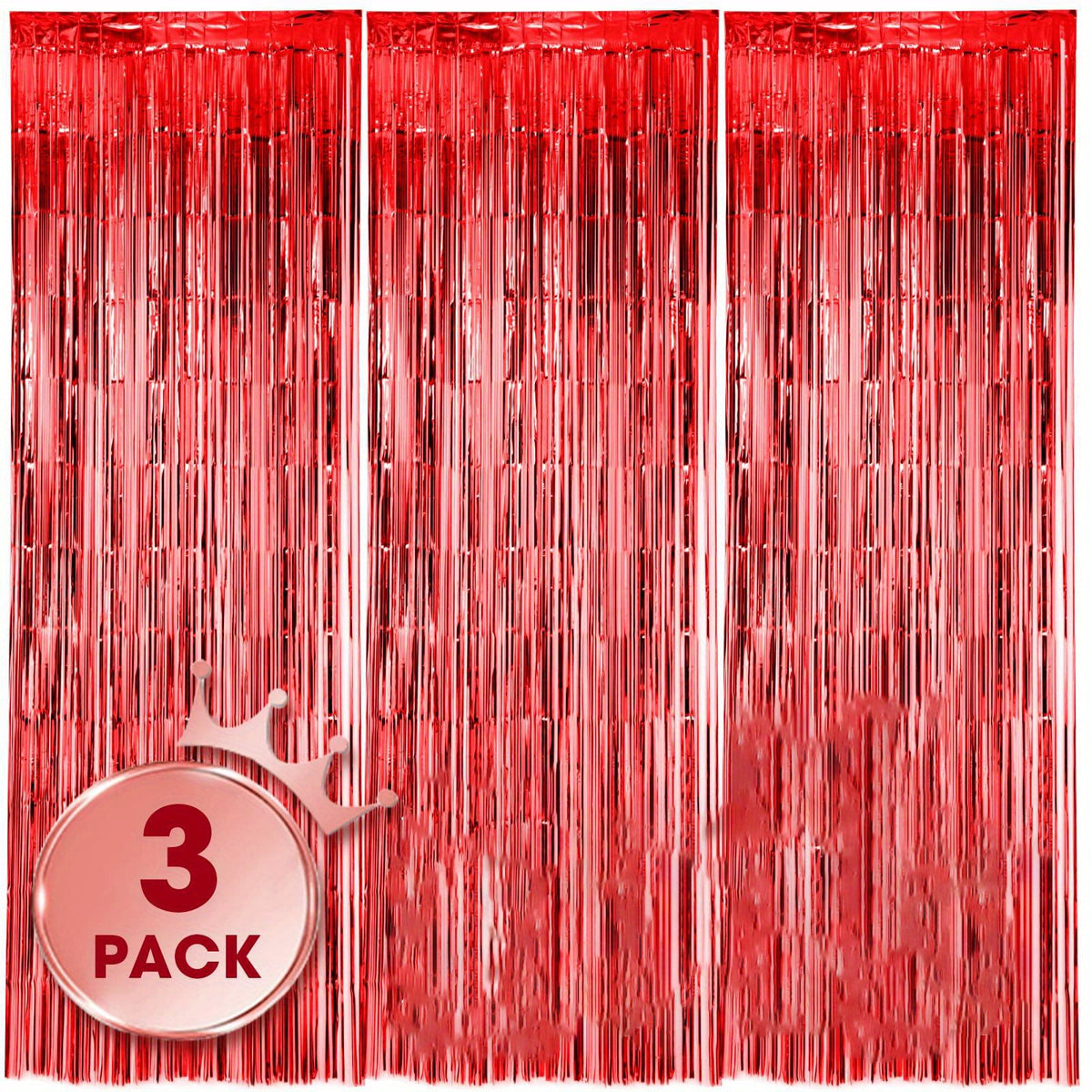 3pcs 100 58x198 Red Foil Tassel Curtains for Party Decorations