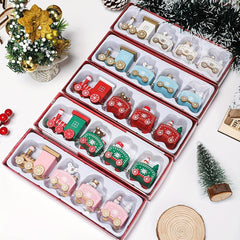 1pc Christmas Wooden Train Ornament Window Garden Tabletop Decoration