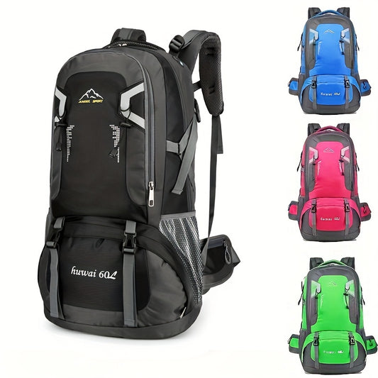 60L Large Capacity Hiking Backpack Waterproof Sports Bag with Headphone Hole
