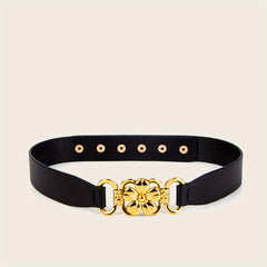 Vintage Flower Buckle Belt Elastic Wide Waistband for Women