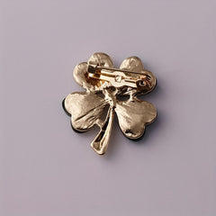 Green Clover Crystal Brooch Lapel Pins For Men