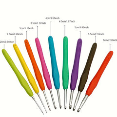 9pcs Colorful Sweater Crochet Set Soft Handle Weaving Tool for Arthritic Hands