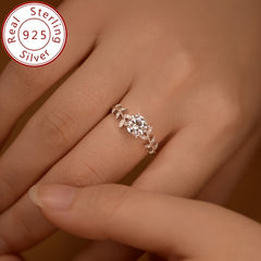 1ct Moissanite Engagement Ring 925 Sterling Silver Leaf Design