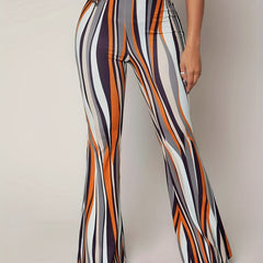  Striped Flared Leg Stretch Pants