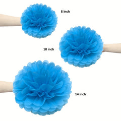 15pcs Rainbow Tissue Paper Pom Poms Flowers Wedding Birthday Party Decor