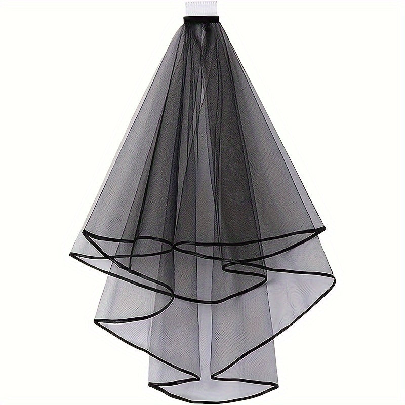 Polyester Double Layer Bridal Wedding Veil with Comb