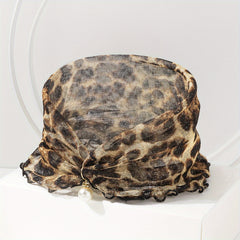 Leopard Chain Print Ruffle Scarf Elastic Neckerchief Breathable Infinity Scarf