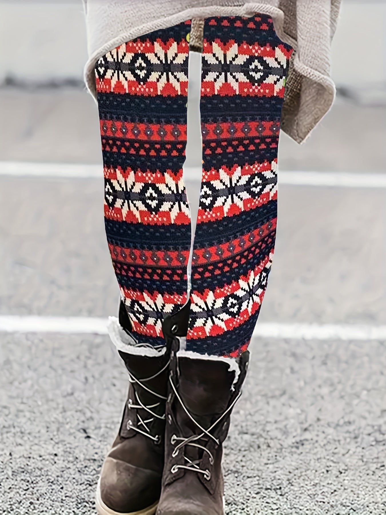  Geometric Print High Rise Skinny Trousers