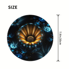 Golden Flower Pattern Round Game Mouse Pad 20x20cm