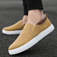 Men's Canvas Slip On Sneakers Loafers Khaki Grey