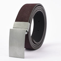 Double Sided Leather Belt With Rotating Pin Buckle Men's Casual Belt