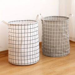 Round Fabric Laundry Basket Portable Hamper Waterproof Dustproof