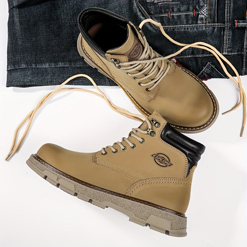 Men's High Top Hiking Boots Non Slip Lace Up Shoes For Outdoor Activities