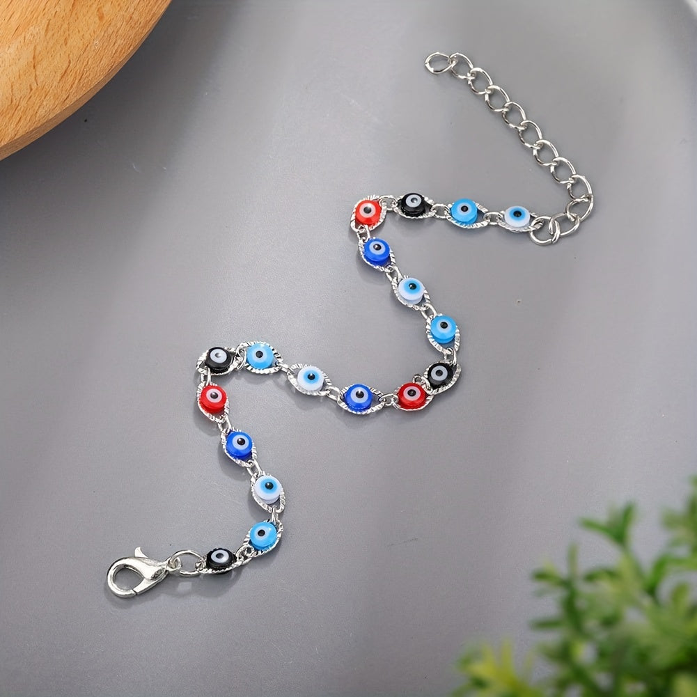 Multicolor Devil's Eye Beads Resin Bracelet