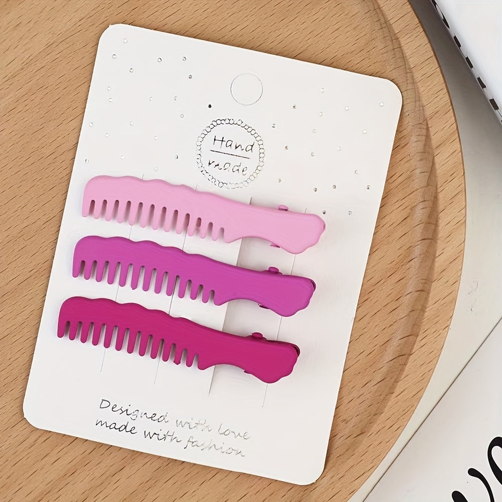Pink Hair Clip Hollow Alloy Hair Clip Rabbit Comb Shaped Duck Billed Clip