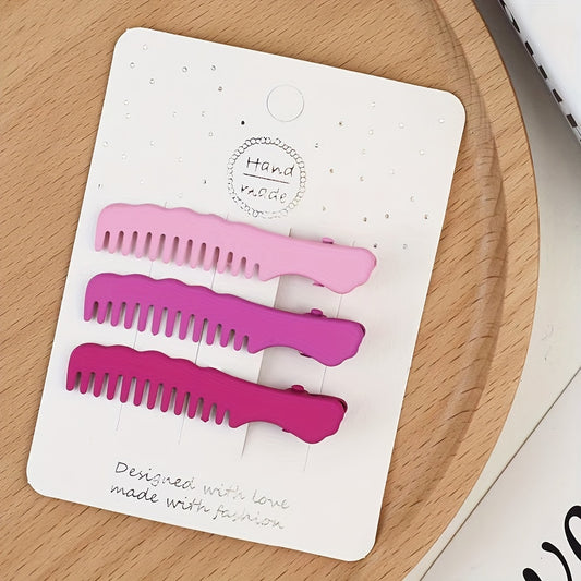 Pink Hair Clip Hollow Alloy Hair Clip Rabbit Comb Shaped Duck Billed Clip