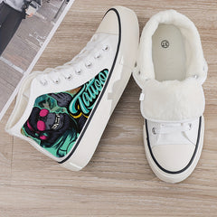 Print Plush Lined Chunky Canvas Sneakers