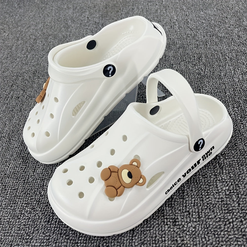 Women's Teddy Bear Platform Clogs Hollow Out Non Slip Slide Shoes